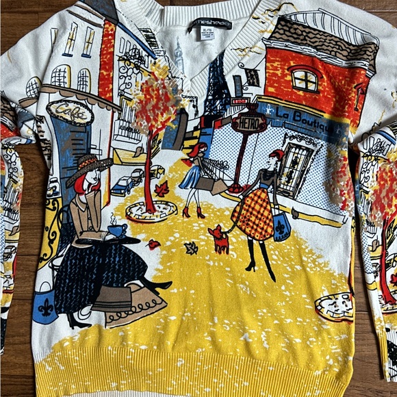 Clotheshead • X-Large • Multi-Colors W/ Women Shopping In Paris/ Studded Sweater - Picture 14 of 16